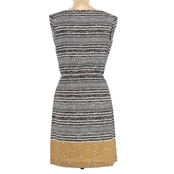 The Limited Marble Striped Cap Sleeve Dress Gathered Waist Mustard Hem Size M - Picture 6 of 6